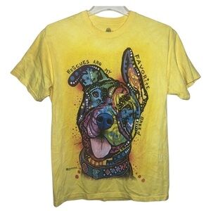 The Mountain “Rescues Are My Favorite Breed” Yellow Cotton T-shirt Size Medium